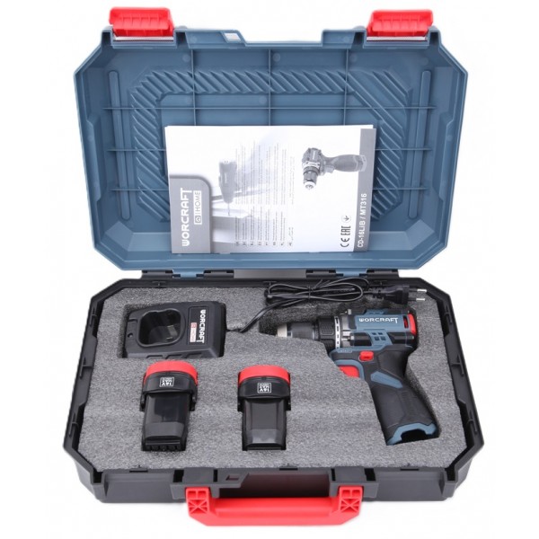 Akumuliatorinis suktuvas-gręžtuvas WORCRAFT 16.8V LI-ION 2x1.5Ah